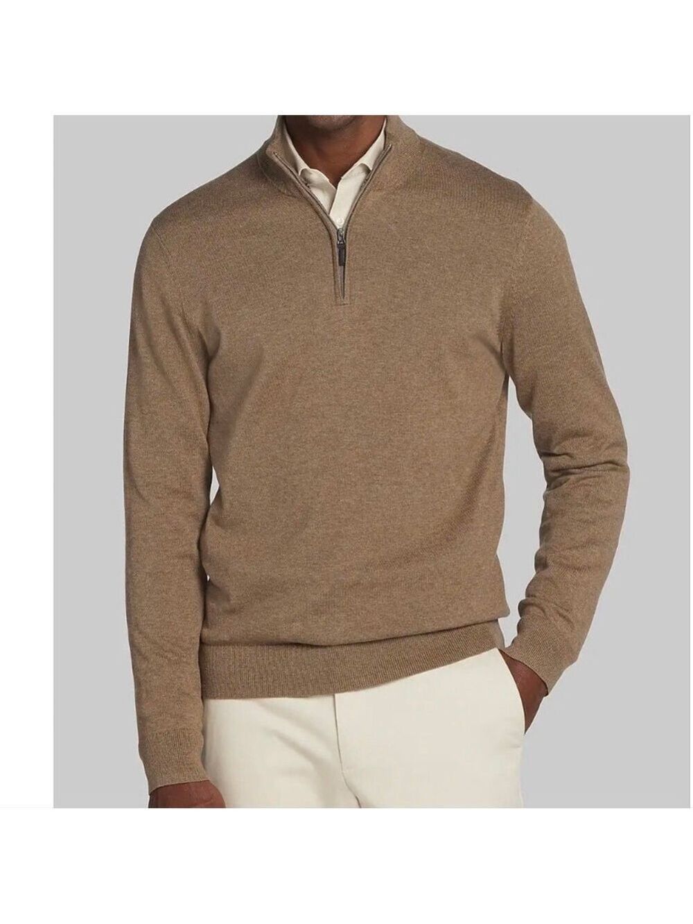 Jos. A. Bank Men’s Brown Travelers Pima Cotton Sweater - Picture 1 of 7